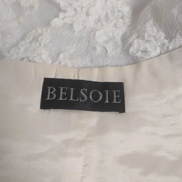 90s BELSOIE button front lace peplum top - Picture 8 of 10